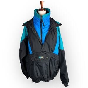 Vintage Sub Zero Unisex L Colorblock Pullover Ski Jacket Hood‎ Multiple Pockets